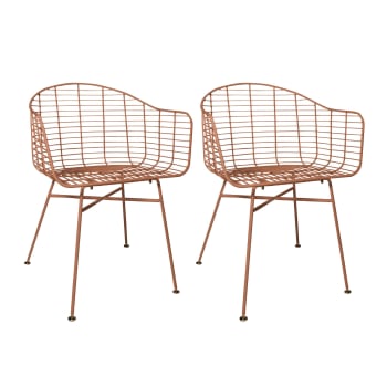 Soho - Lot de 2 fauteuils de table extérieur en métal terracotta