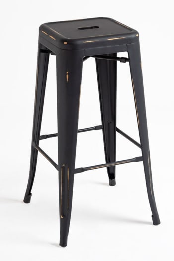 Torix - Pack 2 taburetes color negro vintage en acero reforzado