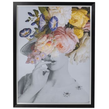 Muse flowers - Cuadro enmarcado mujer flores pastel 117x152