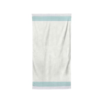 ARTEA - Serviette de bain coton Ecru et Bleu 50x100 cm