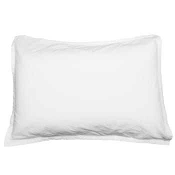 Home washed - Lot de 2 taies d'oreiller en percale lavée  blanc 50x70 cm