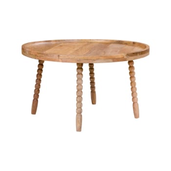 Fifu - Table basse ronde 60cm style rétro en bois