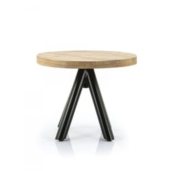 Lisette - Table d'appoint ronde 50cm en bois et métal