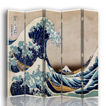 Paravento - Separè La Grande Onda Di Kanagawa cm. 180x170 (5 pannelli)