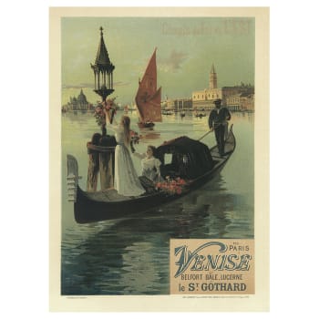 Cartel artístico vintage de Paris à Venise - Cuadro lienzo 50x70cm