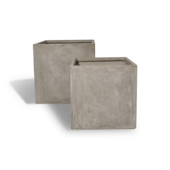 Faro - Set de 2 pots carrés en terre d'argile h40/50cm