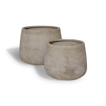 Faro - Set de 2 pots ronds en terre d'argile forme basse 41/55cm