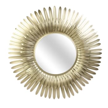 PLUMES - Miroir plumes dorées D53cm