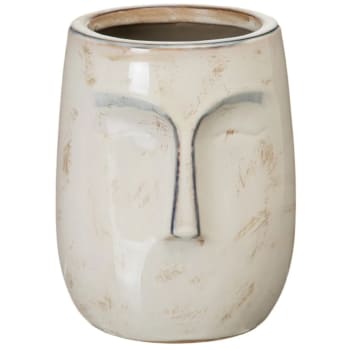 VISAGE - Vase crème en forme de visage H18cm