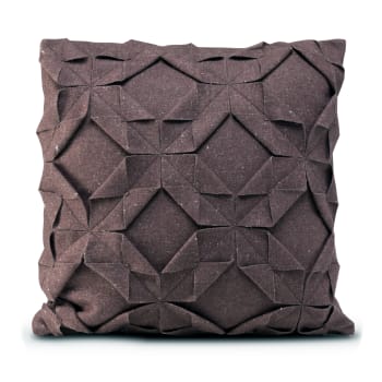 Origami felt - Funda de cojín decorativo 65% lana 35% otras fibras burdeos 50x50 cm