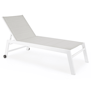 Hilde - Chaise longue haute aluminium et textilène blanc