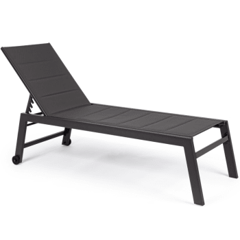 Hilde - Chaise longue haute aluminium et textilène gris anthracite