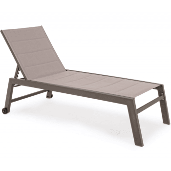 Hilde - Chaise longue haute aluminium et textilène café
