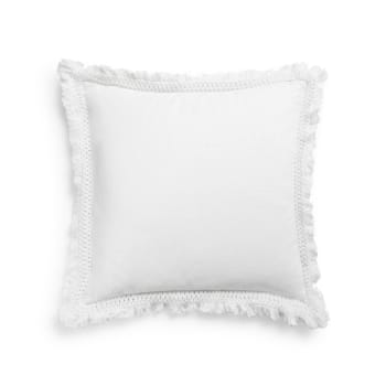 Cherflec - Funda cojín algodón flecos blanco 55x55