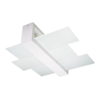 Feniks - Lampada a soffitto bianca legno, vetro