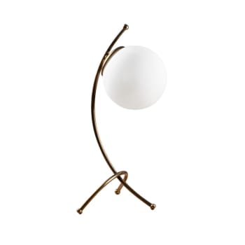 KELEN - Lampe de table minimaliste dorée et sphère en verre opale