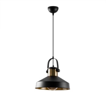 MOMO - Lámpara de techo retro vintage negro y detalles en latón