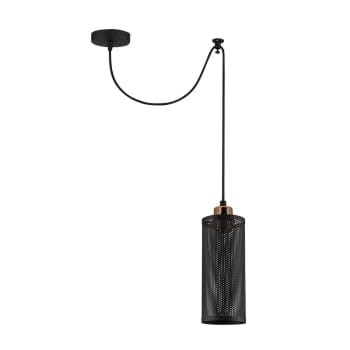 MARISMO - Lampada a sospensione moderna nera con paralume griglia cilindrico