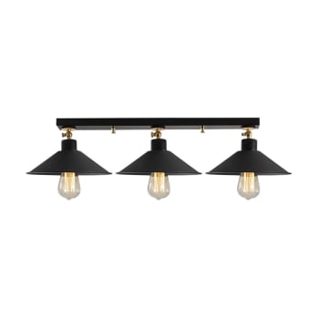 HARVEY - Lampe de plafond orientable noir 3 lumières avec détails dorés