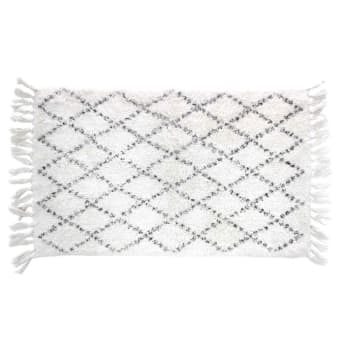 LATIKA - Tapis de bain blanc 100% coton 50x80cm