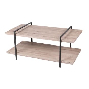 DOCK - Table basse 2 plateaux bois structure métal noir
