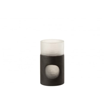 CIRCULO - Vase verre noir/transparent H21cm