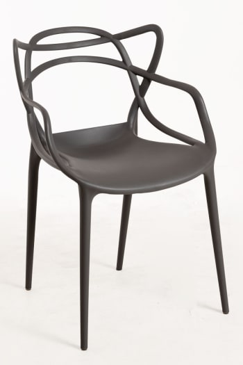 Korme - Pack 2 sillas color gris oscuro en polipropileno