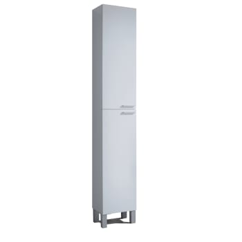Armario De Baño Alise 2 Puertas Blanco Brillo - Medidas 30x25x150 Cm - Con Estantes Regulables, Montaje En Pared