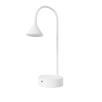 DING - Lampe de table LED en métal blanc USB