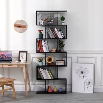 HomCom Libreria di Design in Legno Nero 80x25x192cm - Homcom - Idee regalo