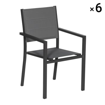 ARRAY - Lot de 6 chaises rembourrées gris en aluminium anthracite