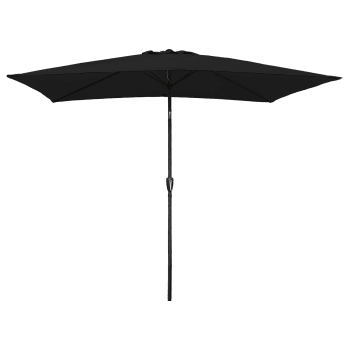 Hapuna - Ombrello rettangolare diritto 2x3m in alluminio e tela nera