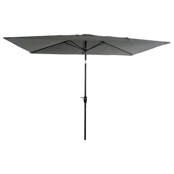 Hapuna - Paraguas recto rectangular 2x3m en aluminio y tejido gris
