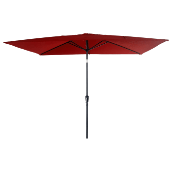 Hapuna - Parasol droit rectangulaire 2x3m en aluminium et toile rouge