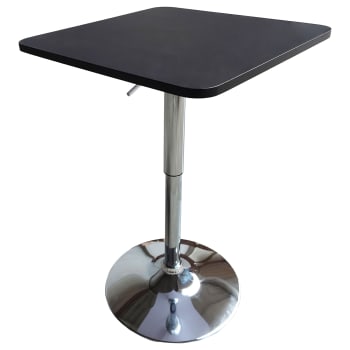 Table De Bar Luke Happy Garden - Blanche Et Chrome - Hauteur Réglable 85-105cm - Plateau Carré 57x57cm