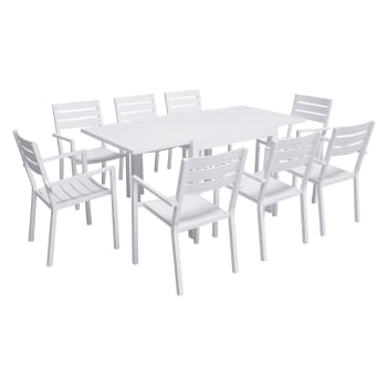 Venezia - Salon de jardin table 90/180cm en aluminium blanc