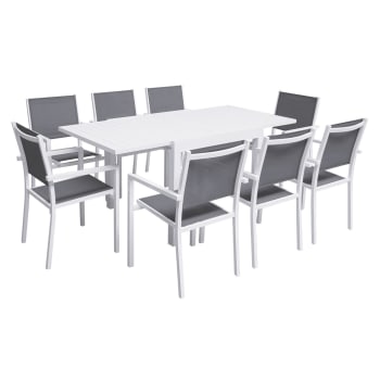 Venezia - Salon de jardin table 90/180cm en aluminium blanc et gris