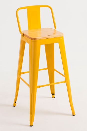 Torix - Pack 2 taburetes color amarillo en acero reforzado,madera