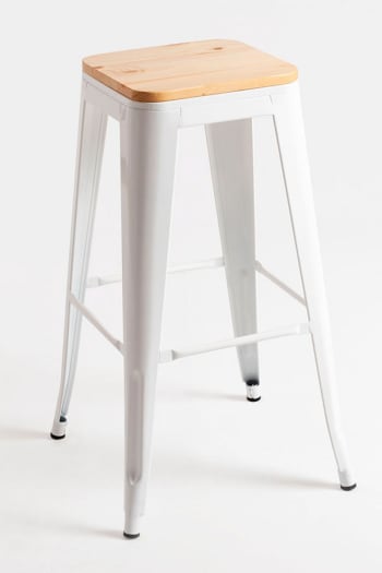 Torix - Pack 2 taburetes color blanco en acero reforzado,madera