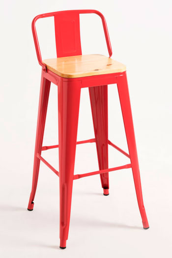Torix - Pack 4 taburetes color rojo en acero reforzado,madera