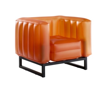 YOMI EKO - Fauteuil design Lumineux cadre aluminum assise thermoplastique orange