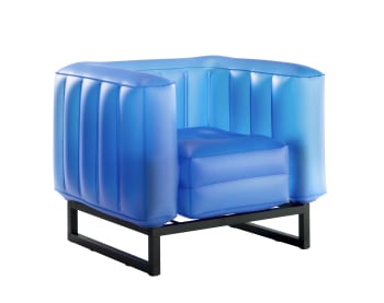 YOMI EKO - Fauteuil design Lumineux cadre aluminum assise thermoplastique bleu