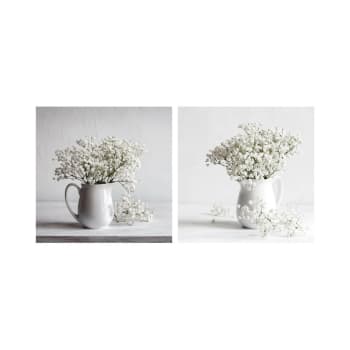 Tableaux décoratifs photo bouquets de fleurs 50x50cm - Lot de 2