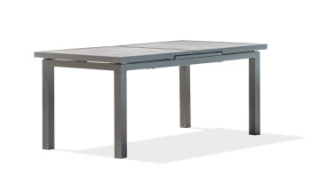 Venise - Table de jardin en aluminium anthracite avec plateau céramique gris