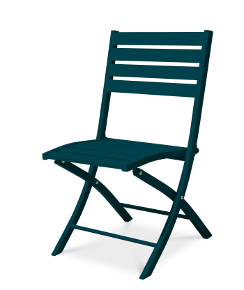 Marius - Chaise de jardin pliante en aluminium bleu canard