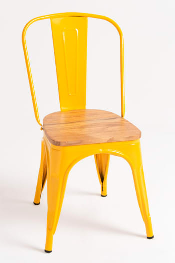 Torix - Pack 2 sillas color amarillo en acero reforzado,madera