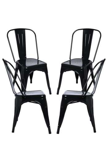 Torix - Pack 4 sillas color negro en acero reforzado