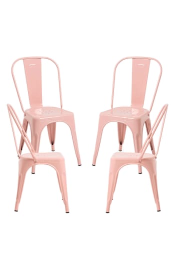 Torix - Pack 4 sillas color rosa en acero reforzado