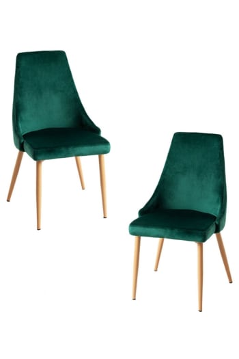 Stoik wood - Pack 2 sillas color verde en terciopelo