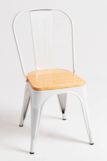 Torix - Pack 2 sillas color blanco en acero reforzado,madera